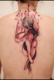 Ar ais stíl ghrádaithe patrún daite bean tattoo mistéireach