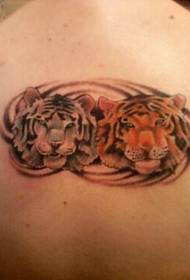 patrón de tatuaxe de cabeza de tigre de cor