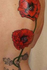 zréck roude Poppies personaliséiert Tattoo Muster
