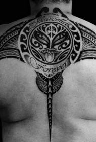 vissza varázslatos fekete törzsi ékszerek és levél tetoválás minta