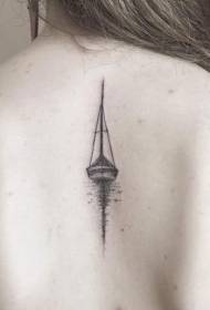modello di tatuaggio di barca a vela piccolo stile puntura posteriore