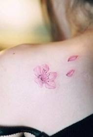 女の子バック塗装スケッチ3d美しい桜の花の花びらアートタトゥー写真