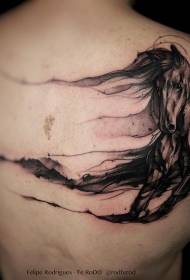 stražnji crni ubojni triler uzorak tetovaže konja