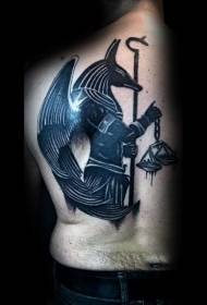 Zwart Egyptisch idool tattoo-patroon op de achterkant
