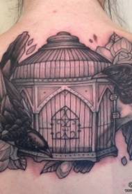 nyuma Ulaya na Amerika ya ndege ngome kupanda tattoo muundo