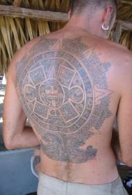 back large Aztec stone tattoo pattern