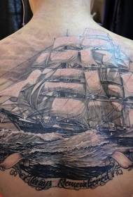 indietro grande barca a vela molto elettrizzante con motivo a onde