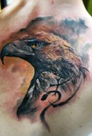 reālistisks atpakaļ stilizēts krāsains ērglis ar simbolu tetovējuma modeli