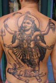 返回黑色灰色印度教女神個性紋身圖案