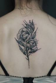 Atrás Europa y América pequeña flor fresca negro punto gris tatuaje patrón tatuaje