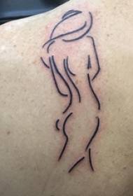 minimalistiese lyn tatoeëer meisie terug minimalistiese tatoeëer prentjie