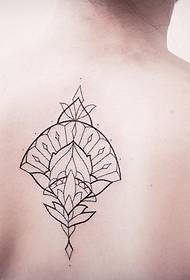 Gadis kembali geometri garis penggemar pola tato kecil segar