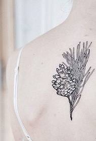 terug kleine verse plant lijn tattoo patroon