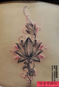 girl's waist good-looking lotus tattoo pattern