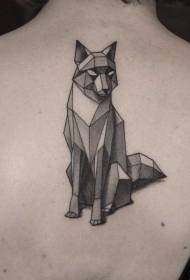 Terug Prachtig zwart-wit geometrische stijl Fox tattoo patroon
