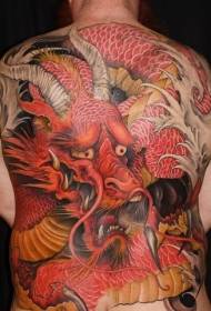 likod nga estilo sa Hapon nga estilo sa pantasya nga dragon tattoo