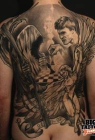 Retour Black Gray Religieux Thème Ange De La Mort Modèle De Tatouage