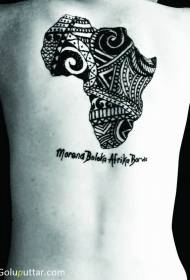 modèle de tatouage de carte continent africain noir de style tribal