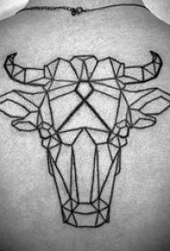 boys black line creative domineering cow head tattoo pictures