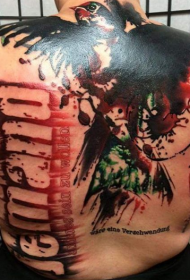 retro colorato lettere modello di tatuaggio personalità grande uccello