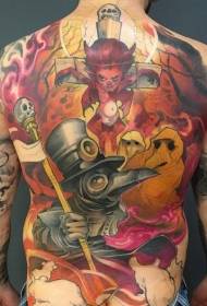 full-back cartoon-stijl kleurde verschillende demon en monster tattoo-ontwerpen