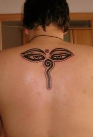 nugaros juodos storos linijos Egipto stiliaus akių tatuiruotės modelis