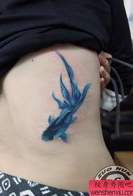 beauty side waist a small goldfish tattoo pattern