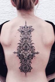 Înapoi diverse flori ornamentale tatuaje de prick negru