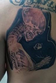 Zadní cool rentgenové perspektivní lidské kosti tetování vzor