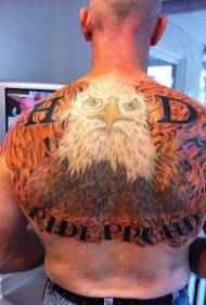 Esquena patró de tatuatge d'àguila flama de color il·lustració estil nou