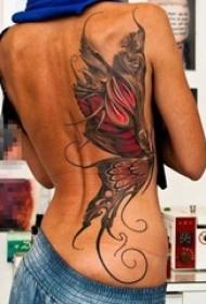 meisies terug geverf skets kreatiewe persoonlikheid oorheersende vlinder groot area tattoo foto's