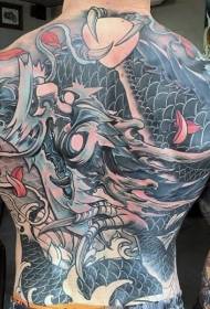 Volver patrón de tatuaje de dragón de fantasía de estilo tradicional xaponés