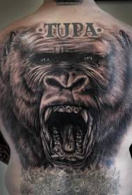 atgal nuostabus tikroviškas stilius riaumojantis gorila tatuiruotė modelis