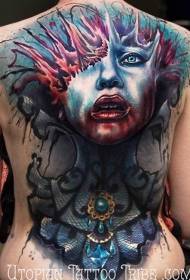 voltar nova escola padrão de tatuagem retrato pintado mulher sangrenta