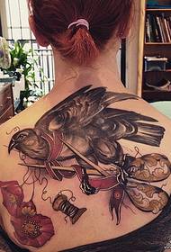 volver Polilla de flores de aves europeas y americanas Patrón de tatuaje escolar