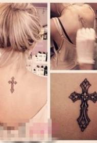 dívky zpět černá linie kreativní vzor kříž tetování obrázek