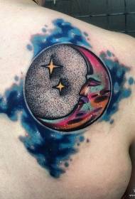 Hátsó csillag hold fröccsenő tetoválás tetoválás minta