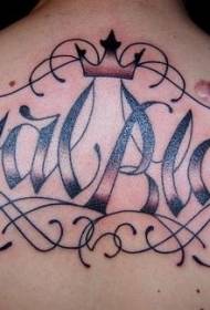indietro bellissimo modello di tatuaggio alfabeto inglese vite nera