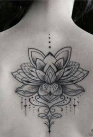 malantaŭa lotuso-linio nigra griza tatuaje-ŝablono