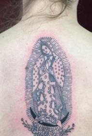 žena je späť na nádhernej čiernej tenkej čiare štýlu Guanyin tetovanie obrázku