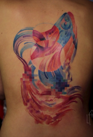rug waterverf styl pragtige kreatiewe vis tattoo patroon