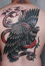 indietro Modello di tatuaggio serpente aquila scuola europea e americana