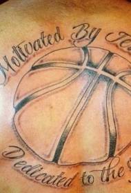 back old school Black basketball and letter tattoo pattern