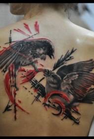terug gekleurd gevechtsvogel tattoo patroon