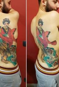 back huge traditional painted kimono 妓 tattoo pattern