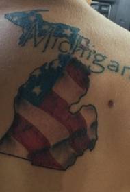 Американский флаг татуировки мужской спины Американский флаг татуировки картина