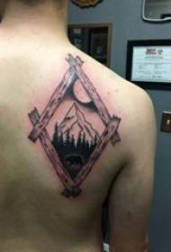kopec vrchol tetování chlapec zpět kopec vrchol tetování obrázek