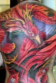 belakang ilustrasi gaya corak tatu phoenix berwarna