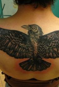disegno del tatuaggio nero corvo naturale posteriore