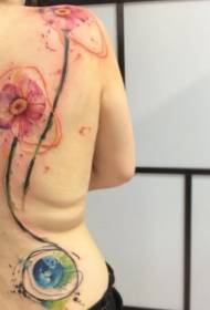 Voltar cor misteriosa Padrão de tatuagem linda flor